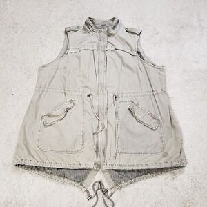Levi's Womens Utility Vest 3X Tan Cargo Chore Military Safari Farm Snap Festival